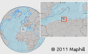 Gray Location Map of Alger, hill shading