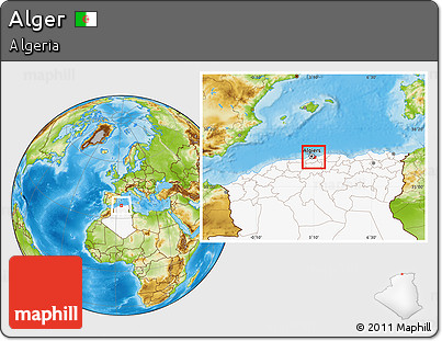 Physical Location Map of Alger, highlighted country