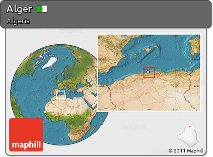 Satellite Location Map of Alger