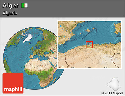 Satellite Location Map of Alger