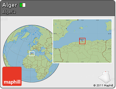 Savanna Style Location Map of Alger