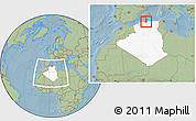 Savanna Style Location Map of Alger, highlighted country, within the entire country, hill shading