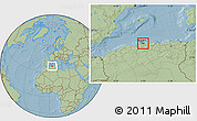 Savanna Style Location Map of Alger, hill shading