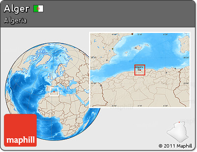 Shaded Relief Location Map of Alger