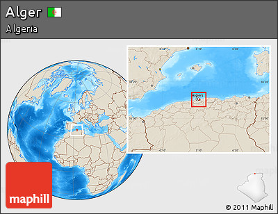 Shaded Relief Location Map of Alger