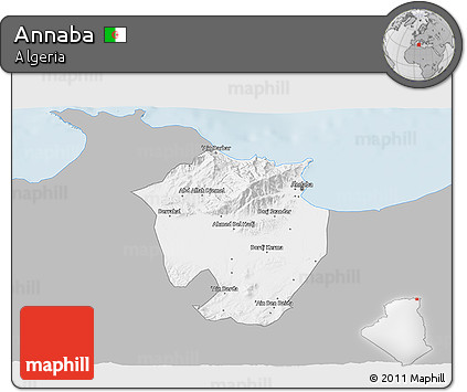 Gray 3D Map of Annaba, single color outside