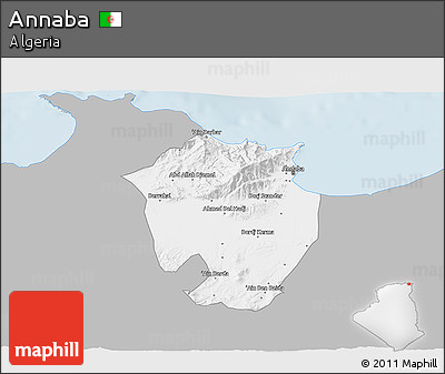 Gray 3D Map of Annaba, single color outside