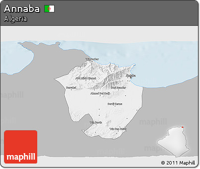 Gray 3D Map of Annaba, single color outside