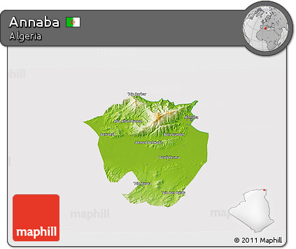 Physical 3D Map of Annaba, cropped outside