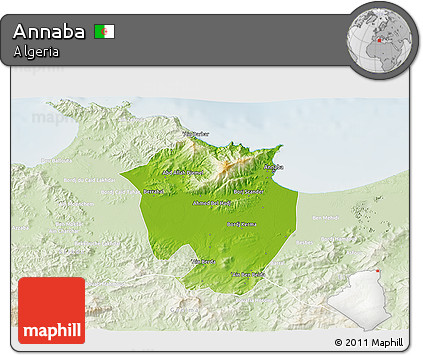 Physical 3D Map of Annaba, lighten