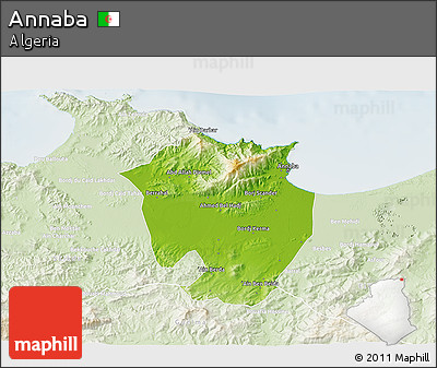 Physical 3D Map of Annaba, lighten