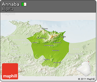 Physical 3D Map of Annaba, lighten