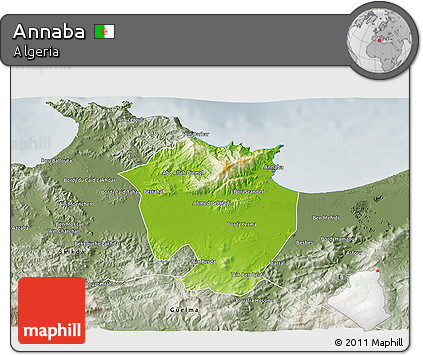 Physical 3D Map of Annaba, semi-desaturated
