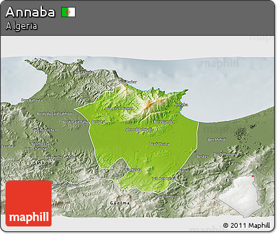 Physical 3D Map of Annaba, semi-desaturated
