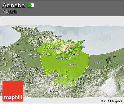 Physical 3D Map of Annaba, semi-desaturated