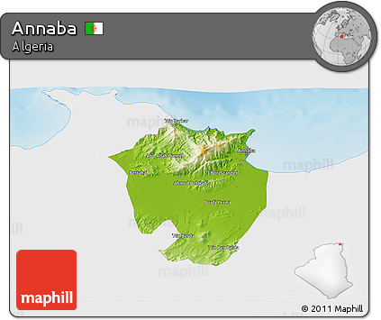 Physical 3D Map of Annaba, single color outside