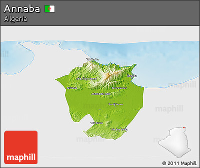 Physical 3D Map of Annaba, single color outside