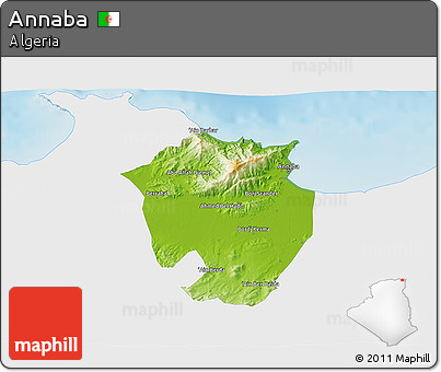 Physical 3D Map of Annaba, single color outside