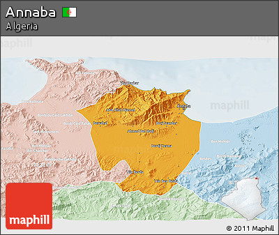 Political 3D Map of Annaba, lighten