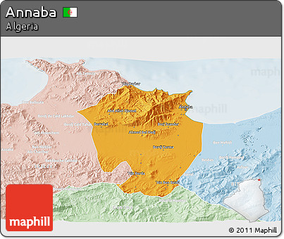 Political 3D Map of Annaba, lighten