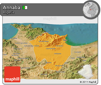 Political 3D Map of Annaba, satellite outside