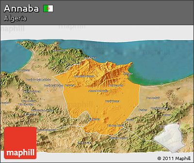 Political 3D Map of Annaba, satellite outside