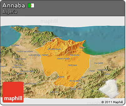 Political 3D Map of Annaba, satellite outside