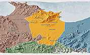 Political 3D Map of Annaba, semi-desaturated