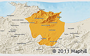 Political 3D Map of Annaba, shaded relief outside