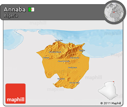 Political 3D Map of Annaba, single color outside