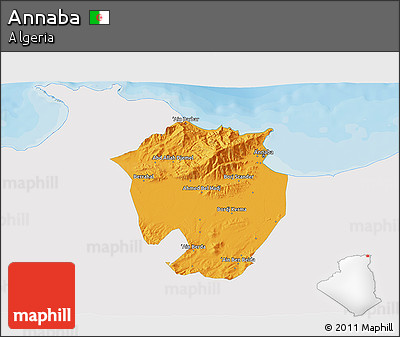 Political 3D Map of Annaba, single color outside