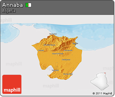 Political 3D Map of Annaba, single color outside