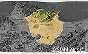 Satellite 3D Map of Annaba, darken, desaturated