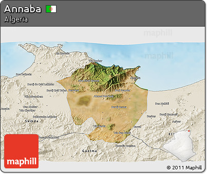 Satellite 3D Map of Annaba, shaded relief outside
