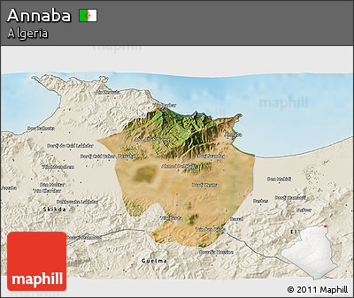 Satellite 3D Map of Annaba, shaded relief outside