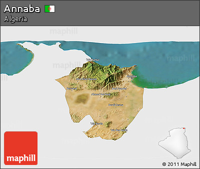 Satellite 3D Map of Annaba, single color outside