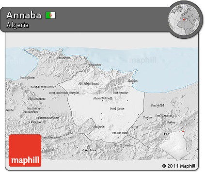 Silver Style 3D Map of Annaba