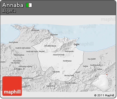 Silver Style 3D Map of Annaba
