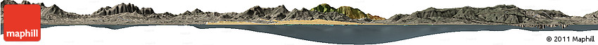 Satellite Horizon Map of Annaba, darken, semi-desaturated