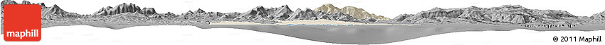 Shaded Relief Horizon Map of Annaba, darken, desaturated