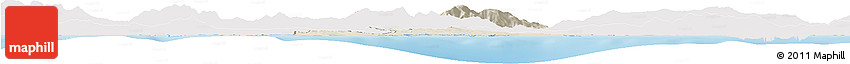 Shaded Relief Horizon Map of Annaba, single color outside