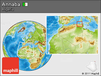 Physical Location Map of Annaba, within the entire country
