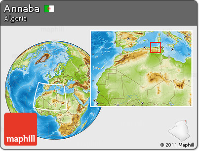 Physical Location Map of Annaba, within the entire country