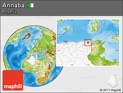 Physical Location Map of Annaba, highlighted country