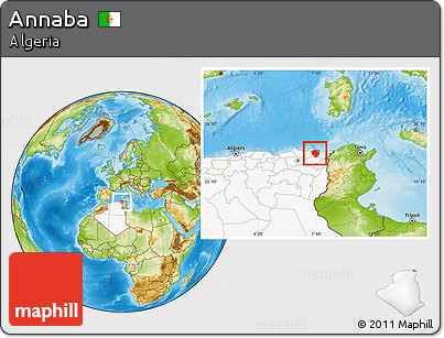 Physical Location Map of Annaba, highlighted country