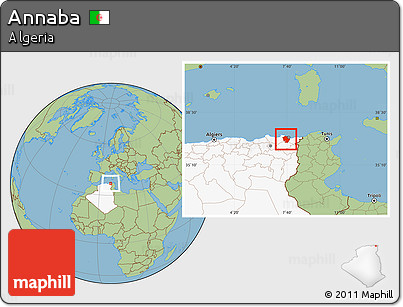 Savanna Style Location Map of Annaba, highlighted country