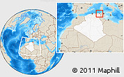 Shaded Relief Location Map of Annaba, highlighted country, within the entire country