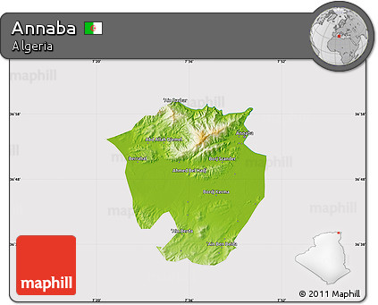 Physical Map of Annaba, cropped outside