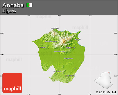Physical Map of Annaba, cropped outside