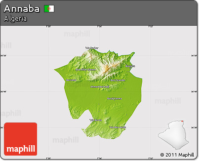 Physical Map of Annaba, cropped outside
